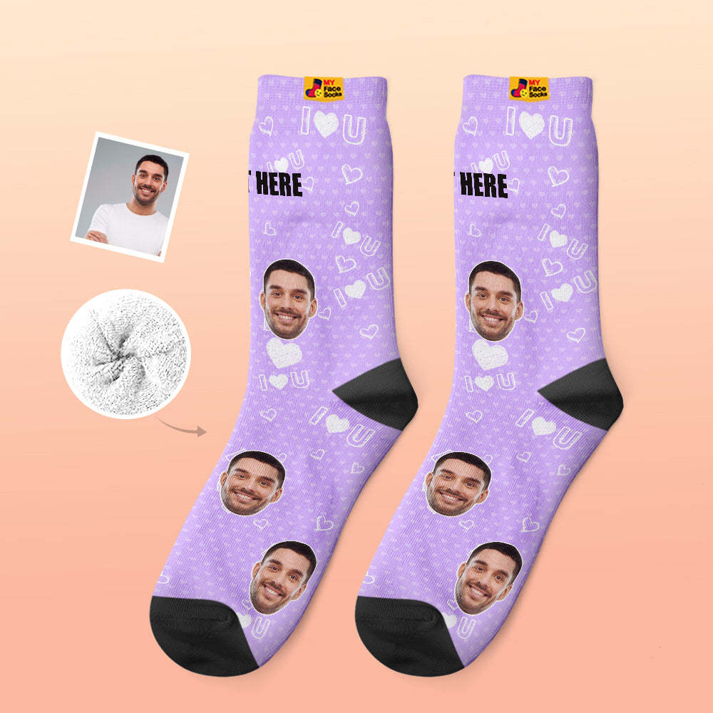 Calcetines Gruesos Personalizados Foto 3d Calcetines Impresos Digitales Otoño Invierno Calcetines Cálidos I Love U Calcetines - MyFaceSocksES