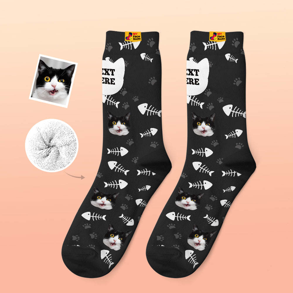 Calcetines Gruesos Personalizados Foto 3d Calcetines Impresos Digitales Otoño Invierno Calcetines Cálidos Gato - MyFaceSocksES