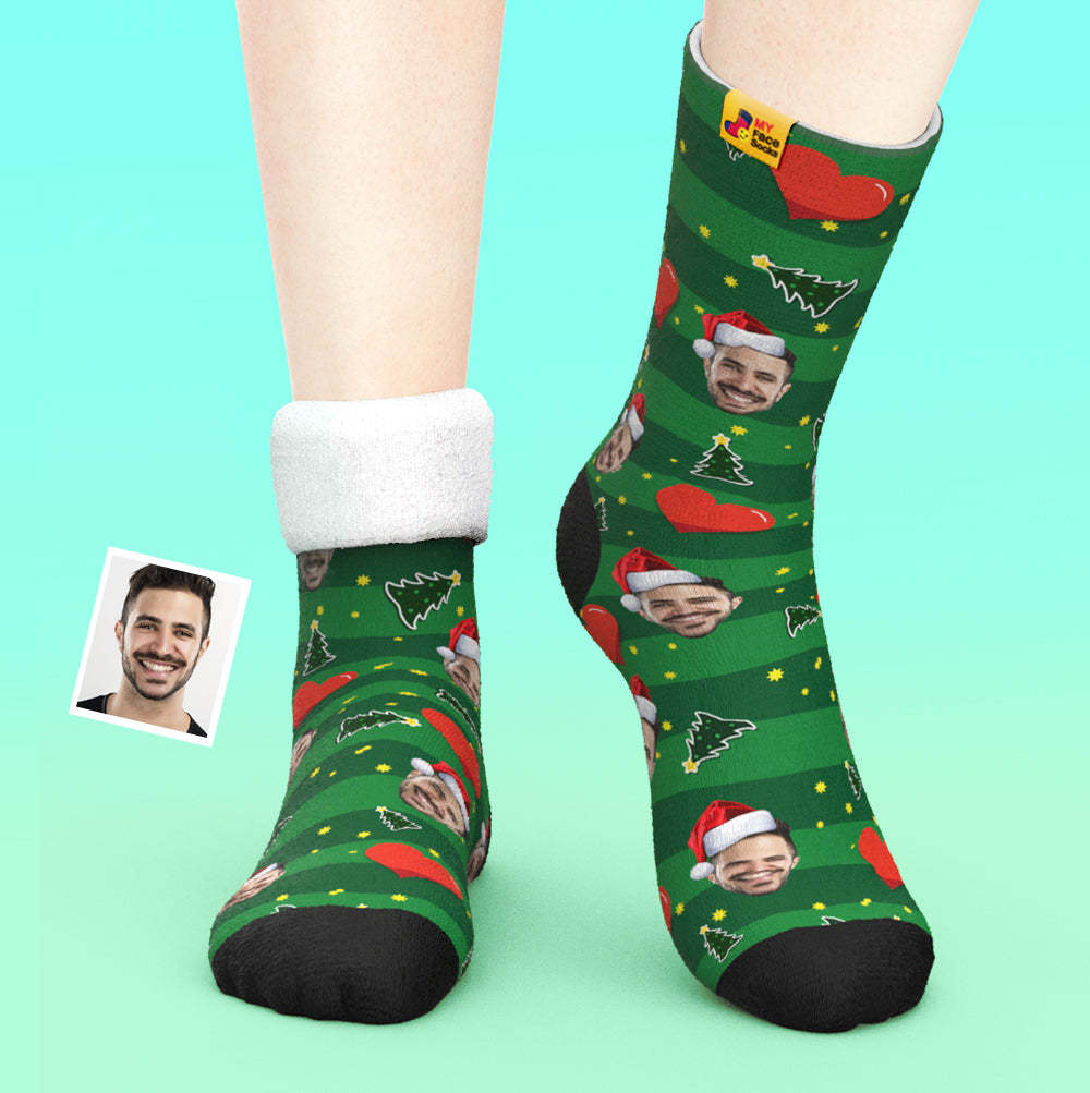 Calcetines Gruesos Personalizados Foto 3d Calcetines Impresos Digitales Otoño Invierno Calcetines Cálidos Corazón Regalo De Navidad - MyFaceSocksES