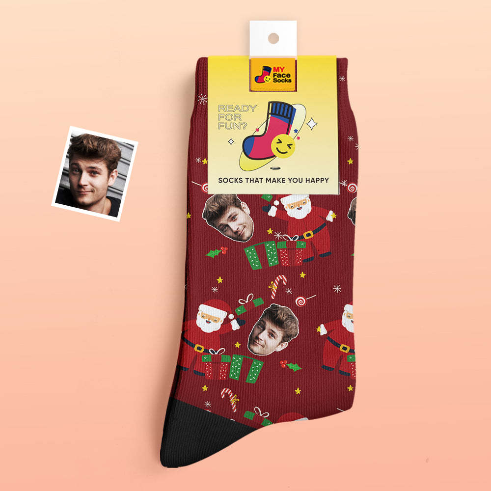 Calcetines Gruesos Personalizados Foto 3d Calcetines Impresos Digitales Otoño Invierno Calcetines Cálidos Regalo Sorpresa De Navidad - MyFaceSocksES