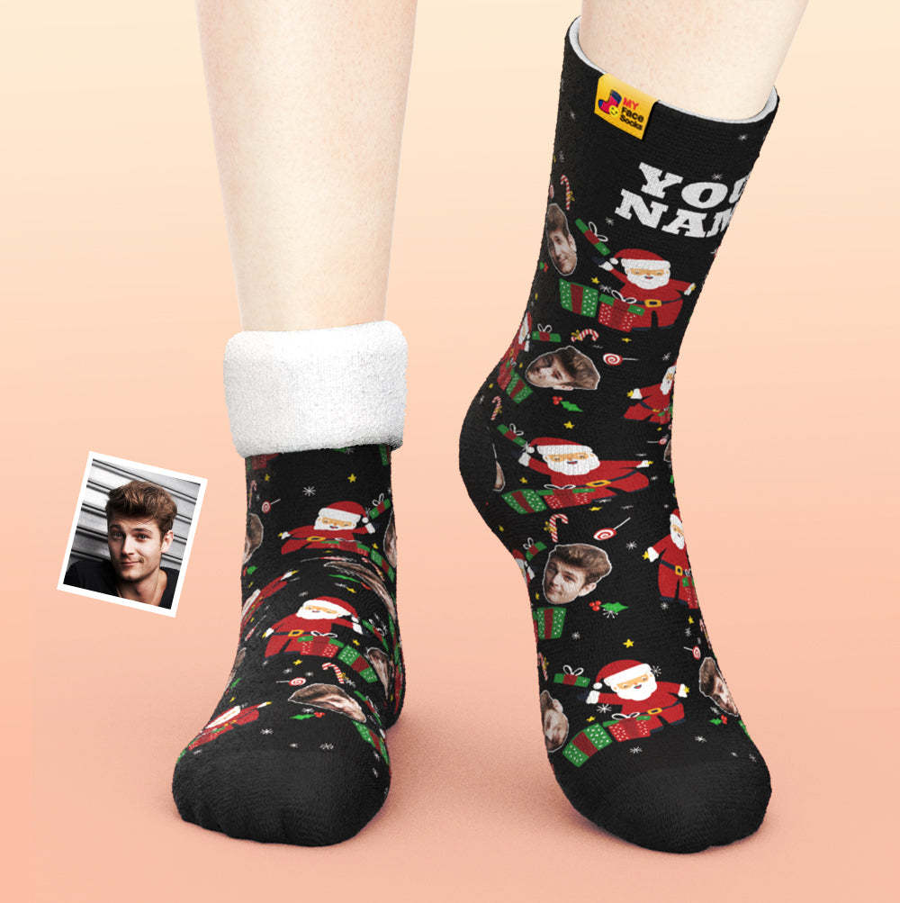 Calcetines Gruesos Personalizados Foto 3d Calcetines Impresos Digitales Otoño Invierno Calcetines Cálidos Regalo Sorpresa De Navidad - MyFaceSocksES