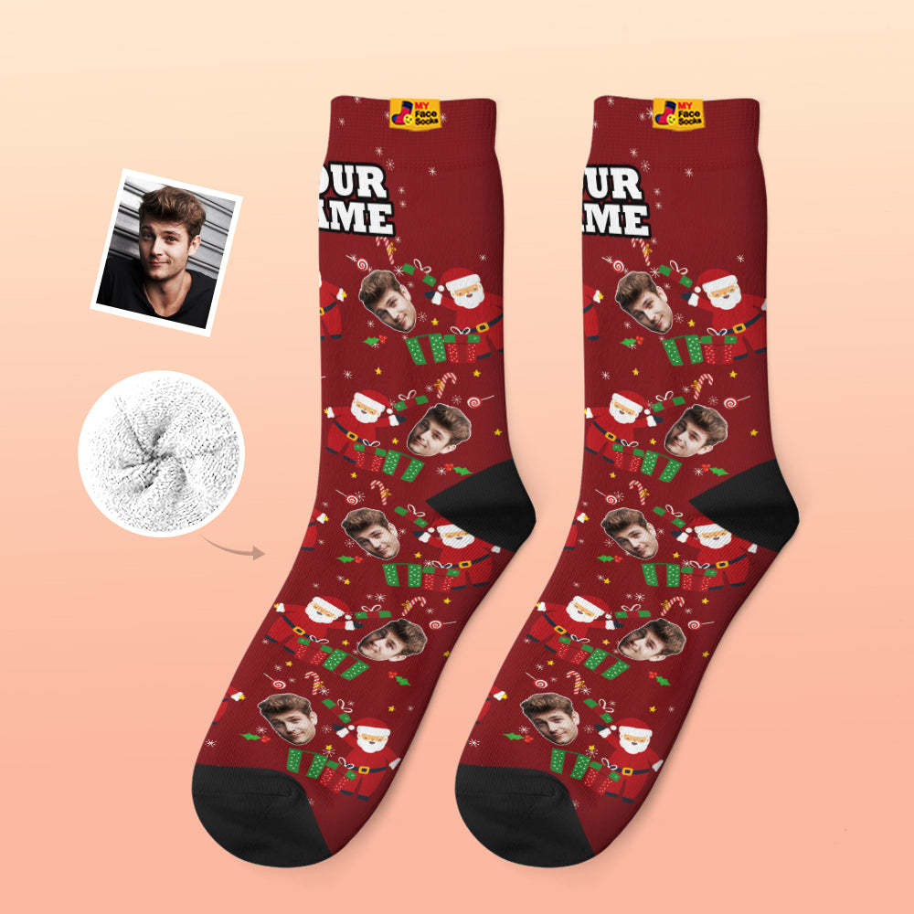 Calcetines Gruesos Personalizados Foto 3d Calcetines Impresos Digitales Otoño Invierno Calcetines Cálidos Regalo Sorpresa De Navidad - MyFaceSocksES