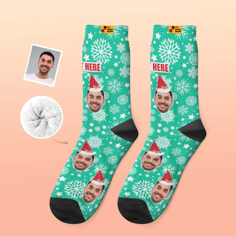 Calcetines Gruesos Personalizados Foto 3d Calcetines Impresos Digitales Otoño Invierno Calcetines Cálidos Navidad Sombrero De Papá Noel - MyFaceSocksES