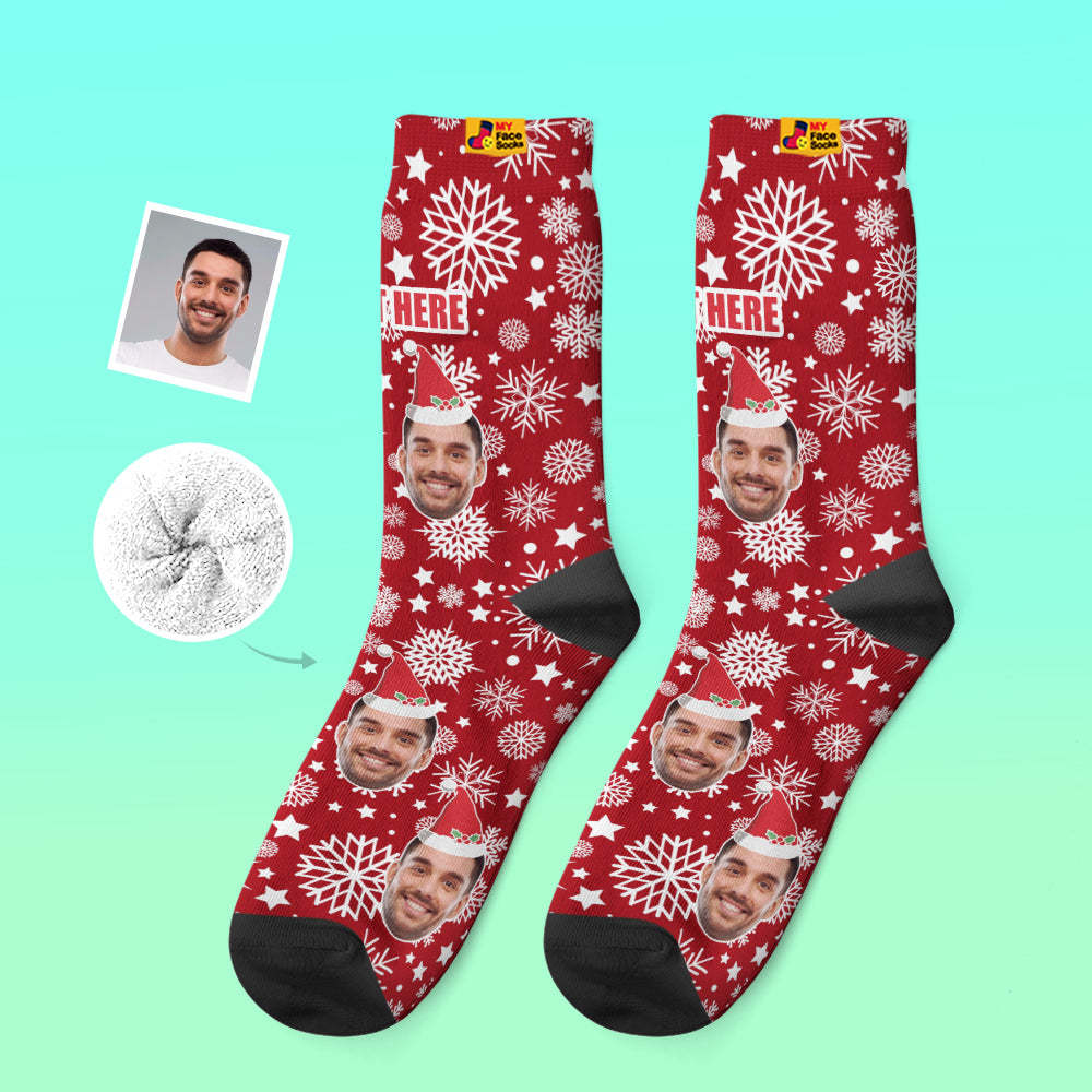 Calcetines Gruesos Personalizados Foto 3d Calcetines Impresos Digitales Otoño Invierno Calcetines Cálidos Navidad Sombrero De Papá Noel - MyFaceSocksES