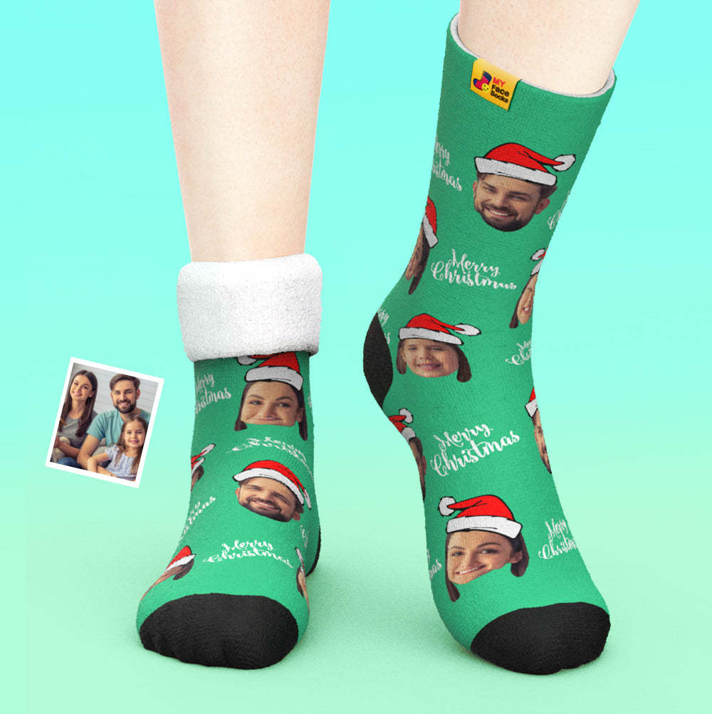 Calcetines Gruesos Personalizados Foto 3d Calcetines Impresos Digitales Otoño Invierno Calcetines Cálidos Feliz Navidad - MyFaceSocksES