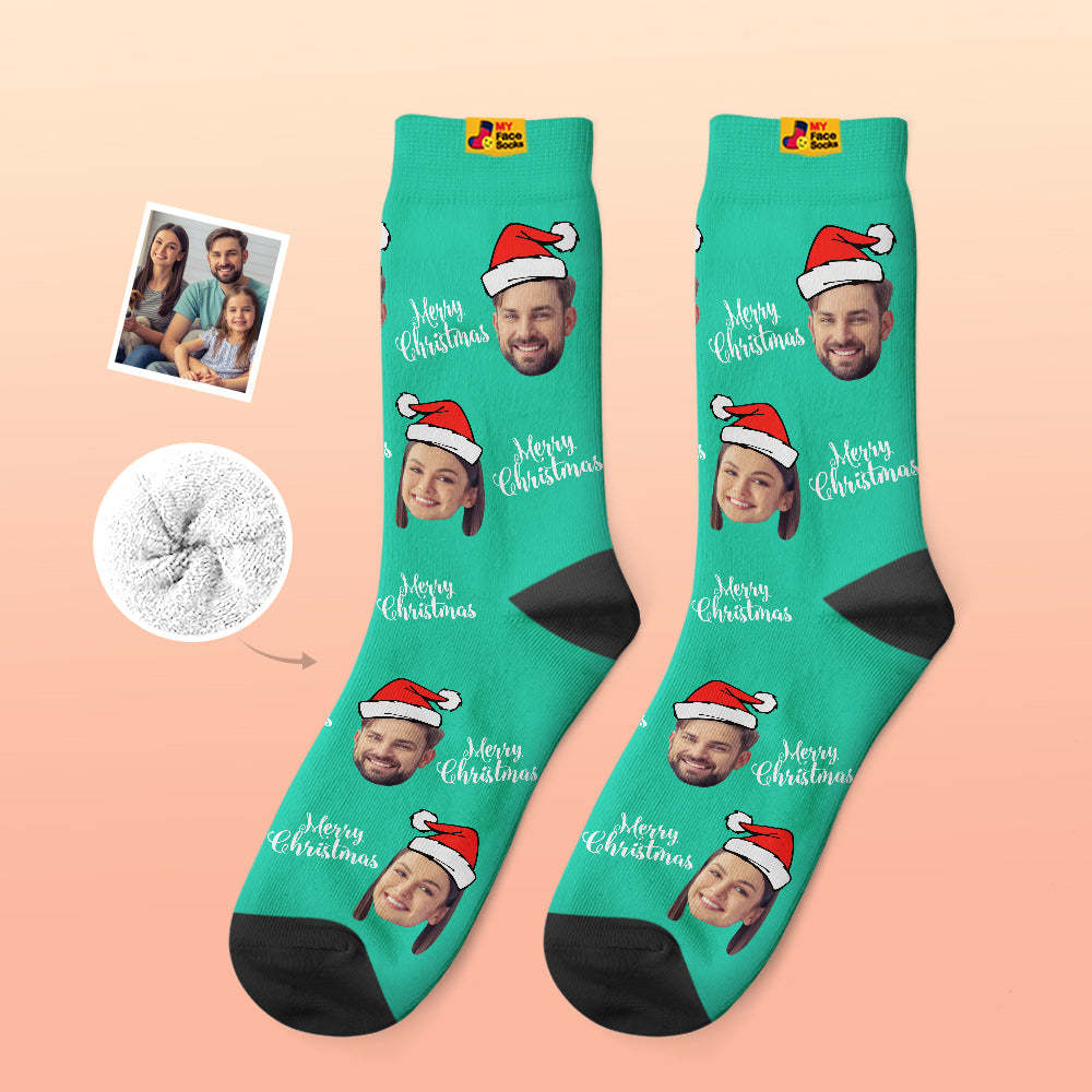 Calcetines Gruesos Personalizados Foto 3d Calcetines Impresos Digitales Otoño Invierno Calcetines Cálidos Feliz Navidad - MyFaceSocksES