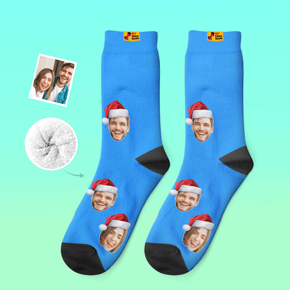 Calcetines Gruesos Personalizados Foto 3d Calcetines Impresos Digitales Otoño Invierno Calcetines Cálidos Usar Sombrero De Santa - MyFaceSocksES