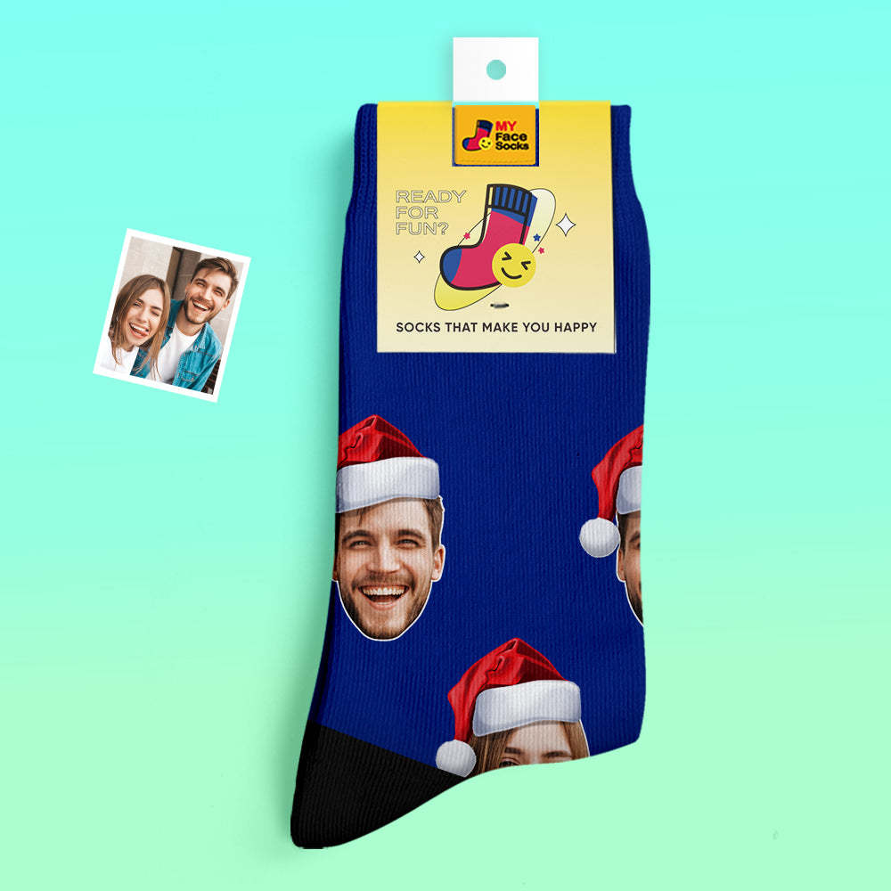 Calcetines Gruesos Personalizados Foto 3d Calcetines Impresos Digitales Otoño Invierno Calcetines Cálidos Usar Sombrero De Santa - MyFaceSocksES