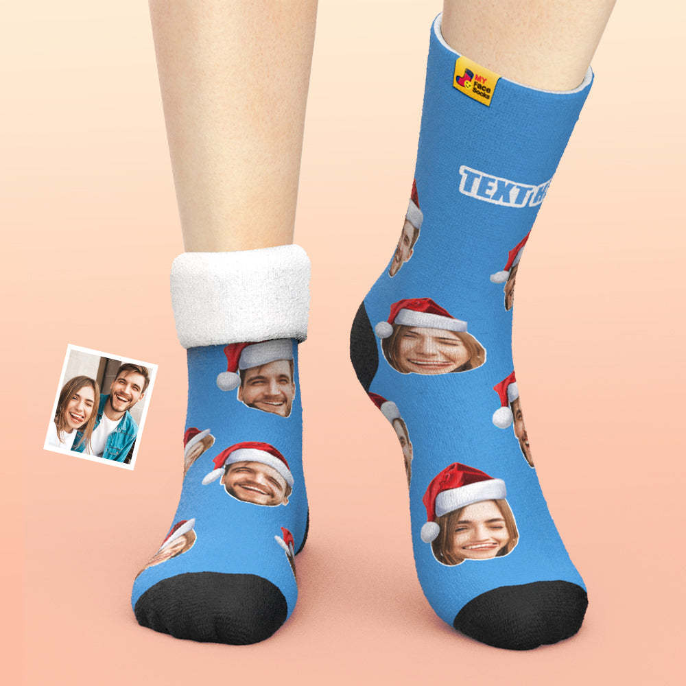 Calcetines Gruesos Personalizados Foto 3d Calcetines Impresos Digitales Otoño Invierno Calcetines Cálidos Usar Sombrero De Santa - MyFaceSocksES