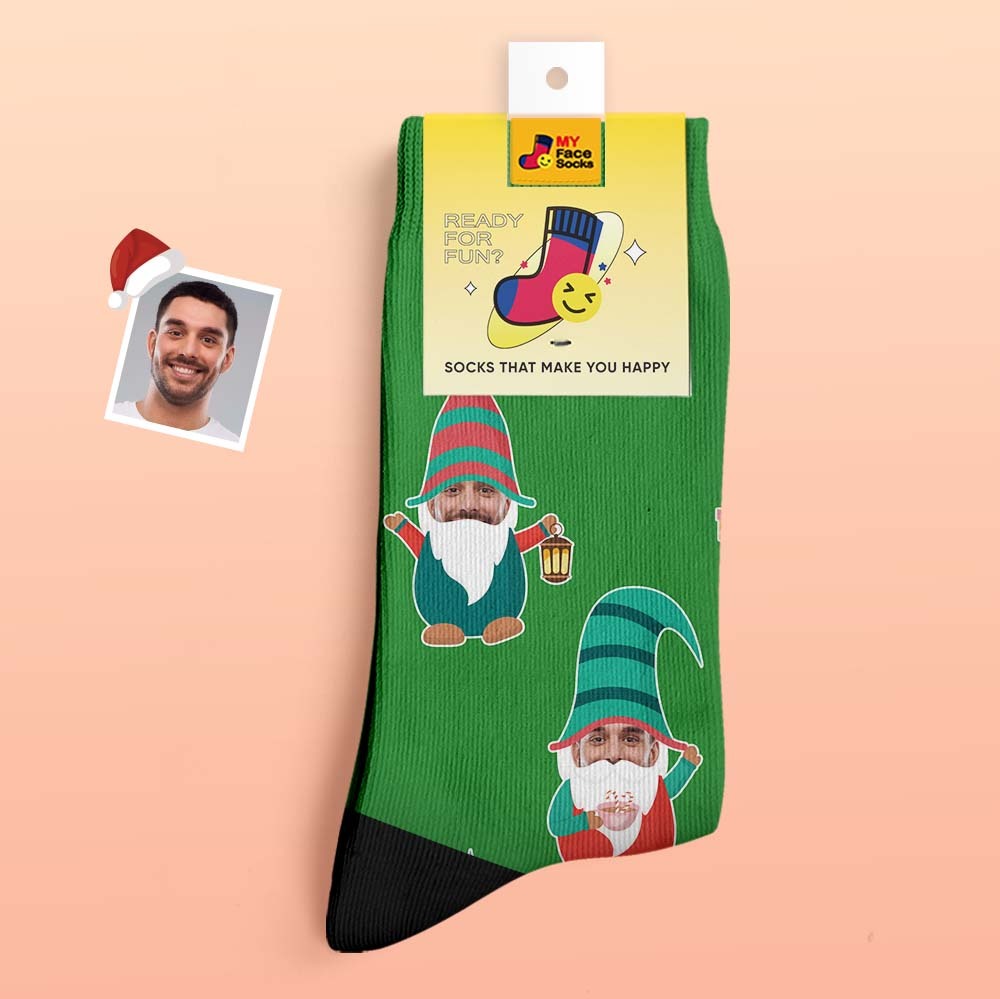 Regalos De Navidad, Calcetines Gruesos Personalizados Foto 3d Digital Impreso Calcetines Otoño Invierno Cálido Calcetines Gnome Calcetines - MyFaceSocksES