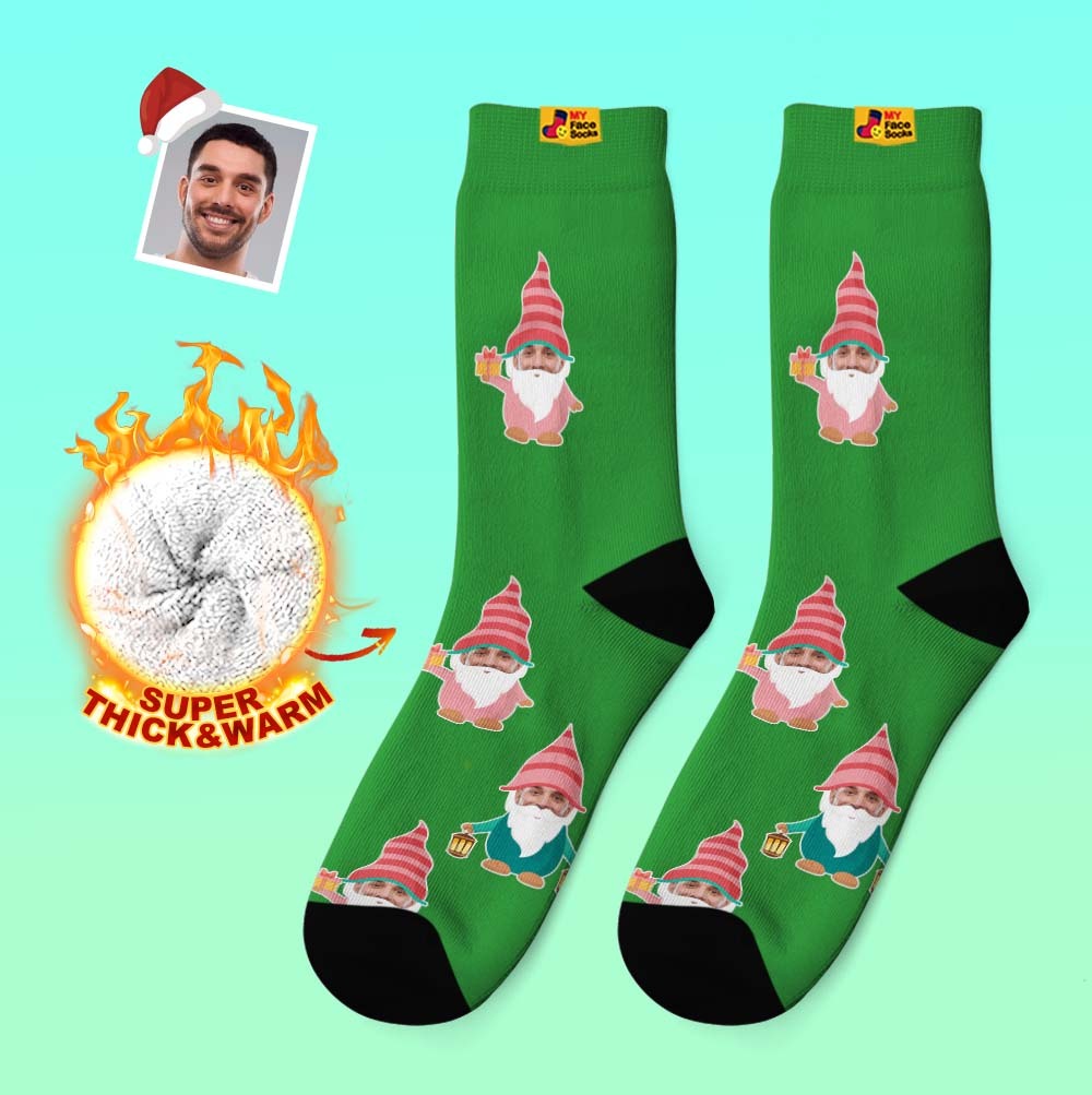 Regalos De Navidad, Calcetines Gruesos Personalizados Foto 3d Digital Impreso Calcetines Otoño Invierno Cálido Calcetines Gnome Calcetines - MyFaceSocksES