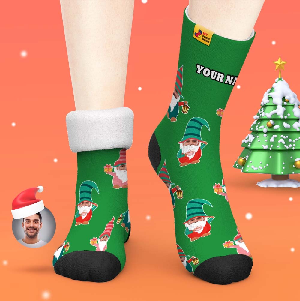 Regalos De Navidad, Calcetines Gruesos Personalizados Foto 3d Digital Impreso Calcetines Otoño Invierno Cálido Calcetines Gnome Calcetines - MyFaceSocksES