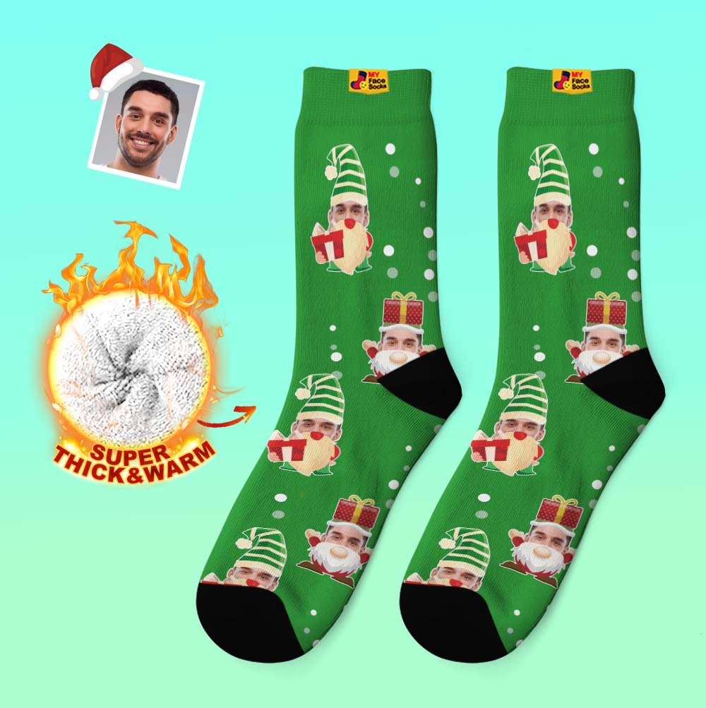 Regalos De Navidad, Calcetines Gruesos Personalizados Foto 3d Calcetines Impresos Digitales Otoño Invierno Calcetines Cálidos Gnomo Barbudo - MyFaceSocksES