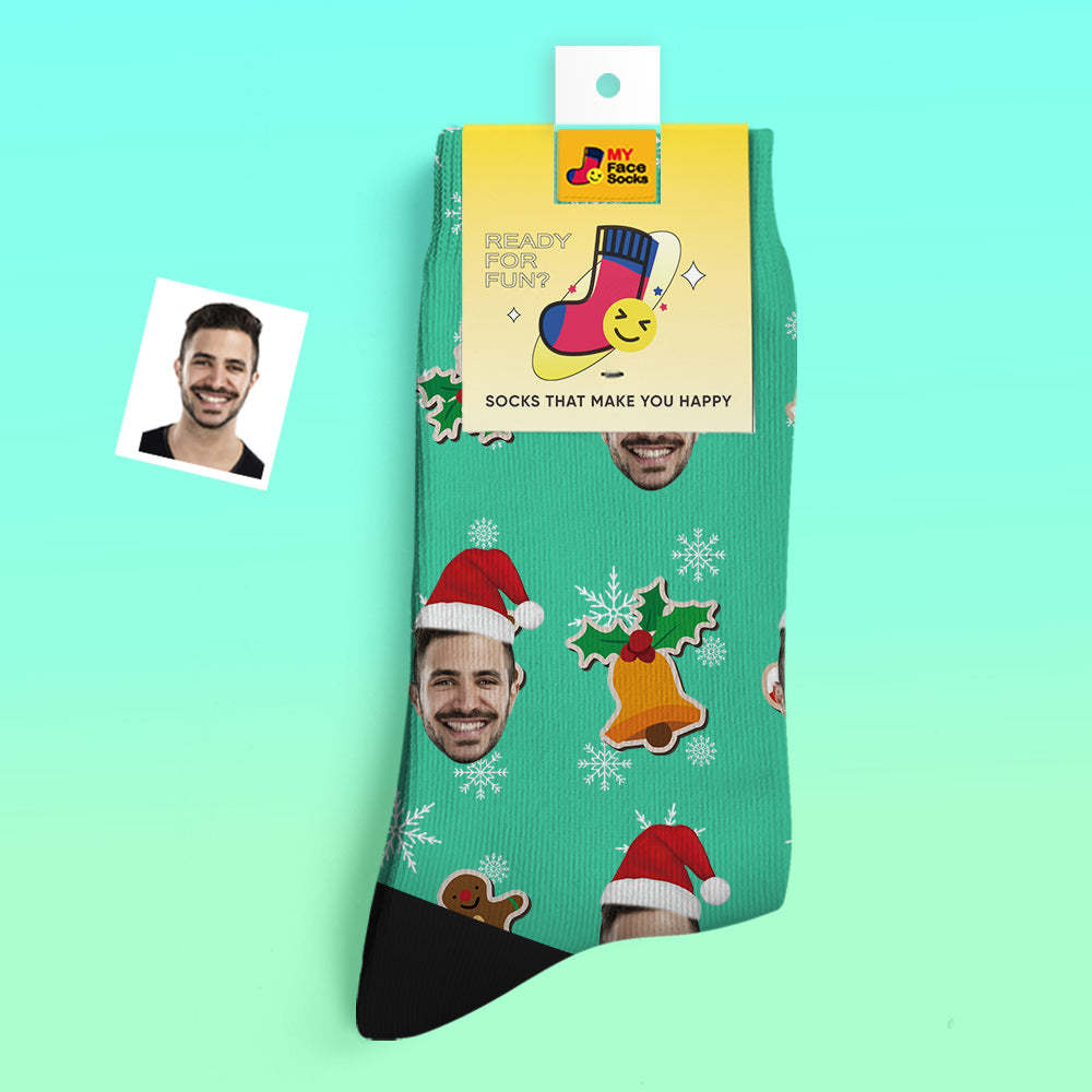 Calcetines Gruesos Personalizados Foto 3d Calcetines Impresos Digitales Otoño Invierno Calcetines Cálidos Calcetín De Papá Noel Navidad - MyFaceSocksES