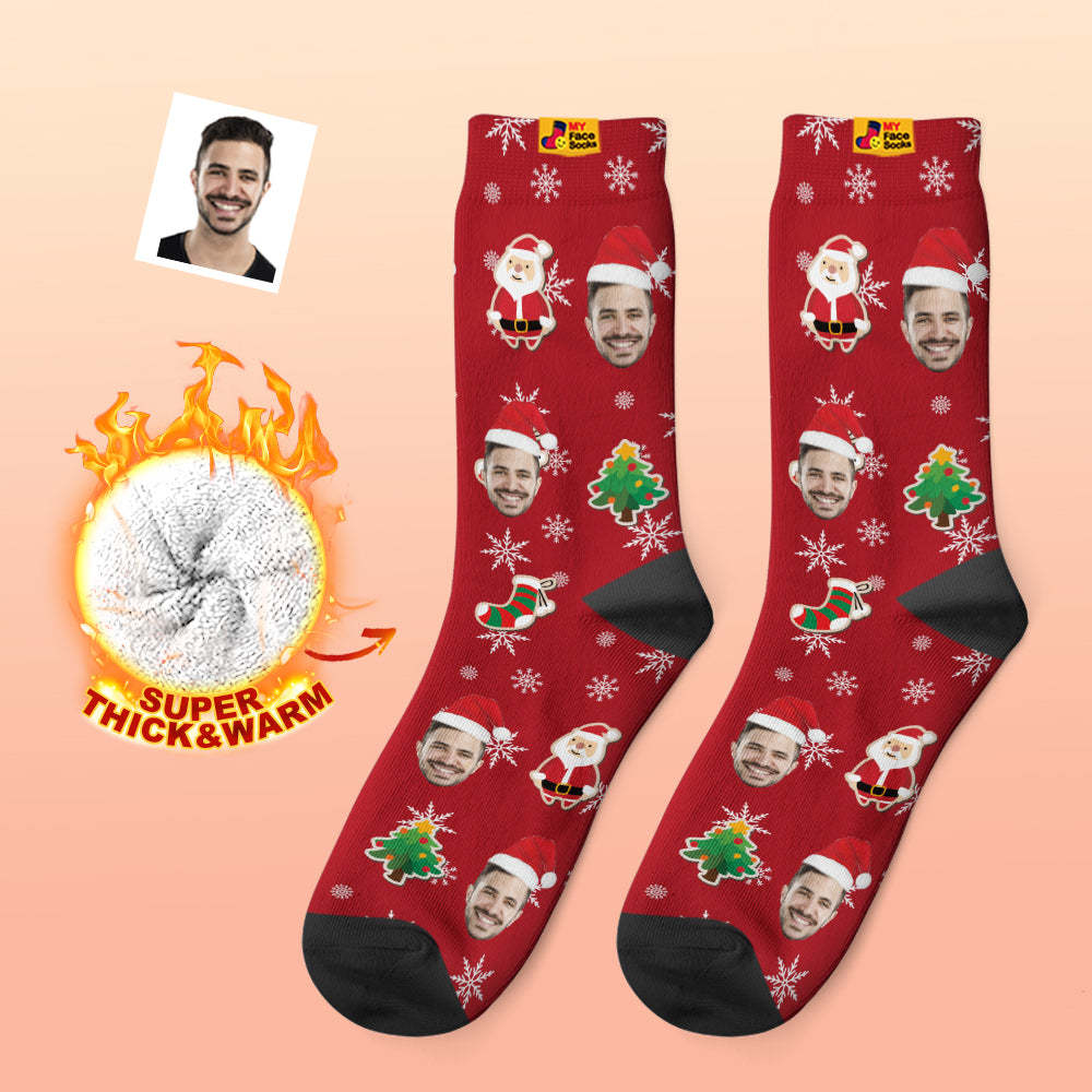 Calcetines Gruesos Personalizados Foto 3d Calcetines Impresos Digitales Otoño Invierno Calcetines Cálidos Calcetín De Papá Noel Navidad - MyFaceSocksES