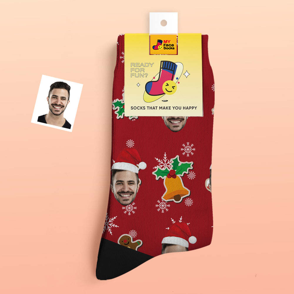 Calcetines Gruesos Personalizados Foto 3d Calcetines Impresos Digitales Otoño Invierno Calcetines Cálidos Calcetín De Papá Noel Navidad - MyFaceSocksES