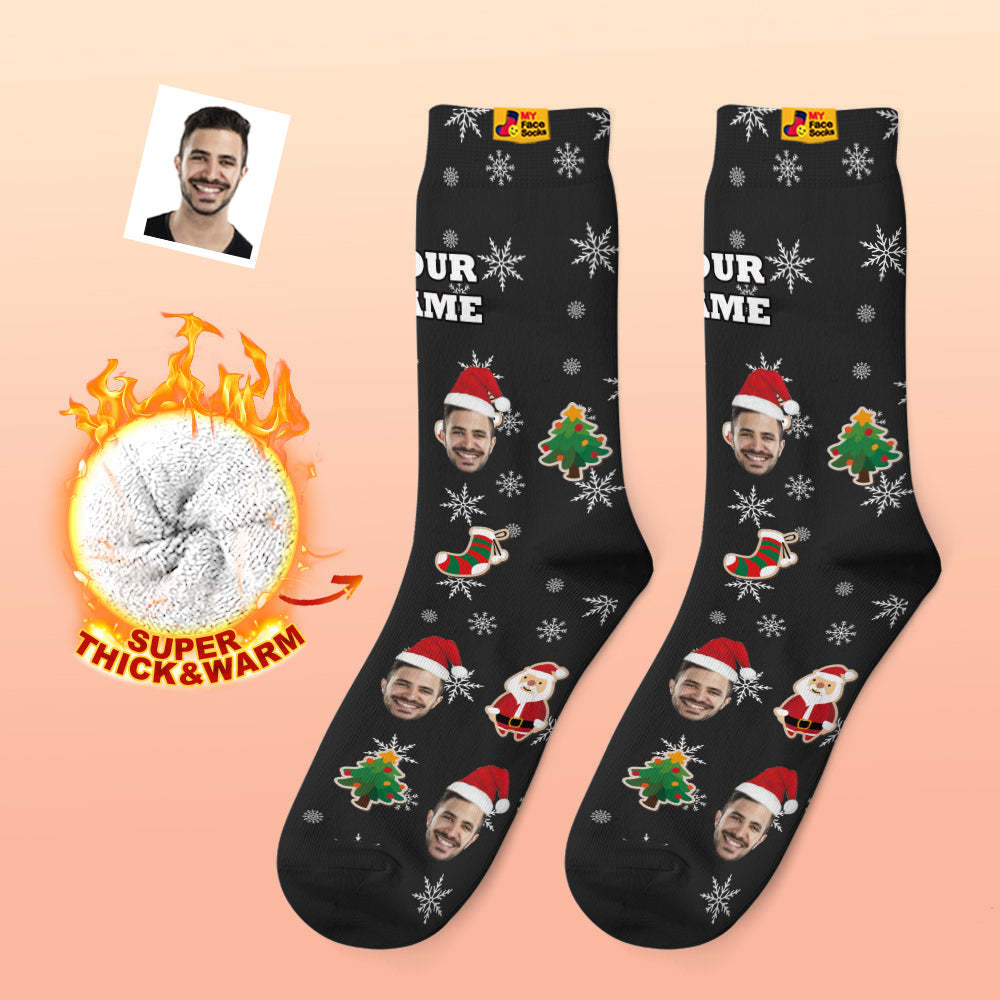 Calcetines Gruesos Personalizados Foto 3d Calcetines Impresos Digitales Otoño Invierno Calcetines Cálidos Calcetín De Papá Noel Navidad - MyFaceSocksES