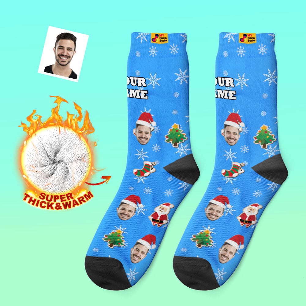 Calcetines Gruesos Personalizados Foto 3d Calcetines Impresos Digitales Otoño Invierno Calcetines Cálidos Calcetín De Papá Noel Navidad - MyFaceSocksES