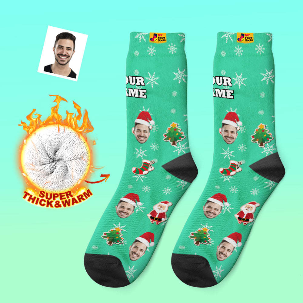 Calcetines Gruesos Personalizados Foto 3d Calcetines Impresos Digitales Otoño Invierno Calcetines Cálidos Calcetín De Papá Noel Navidad - MyFaceSocksES