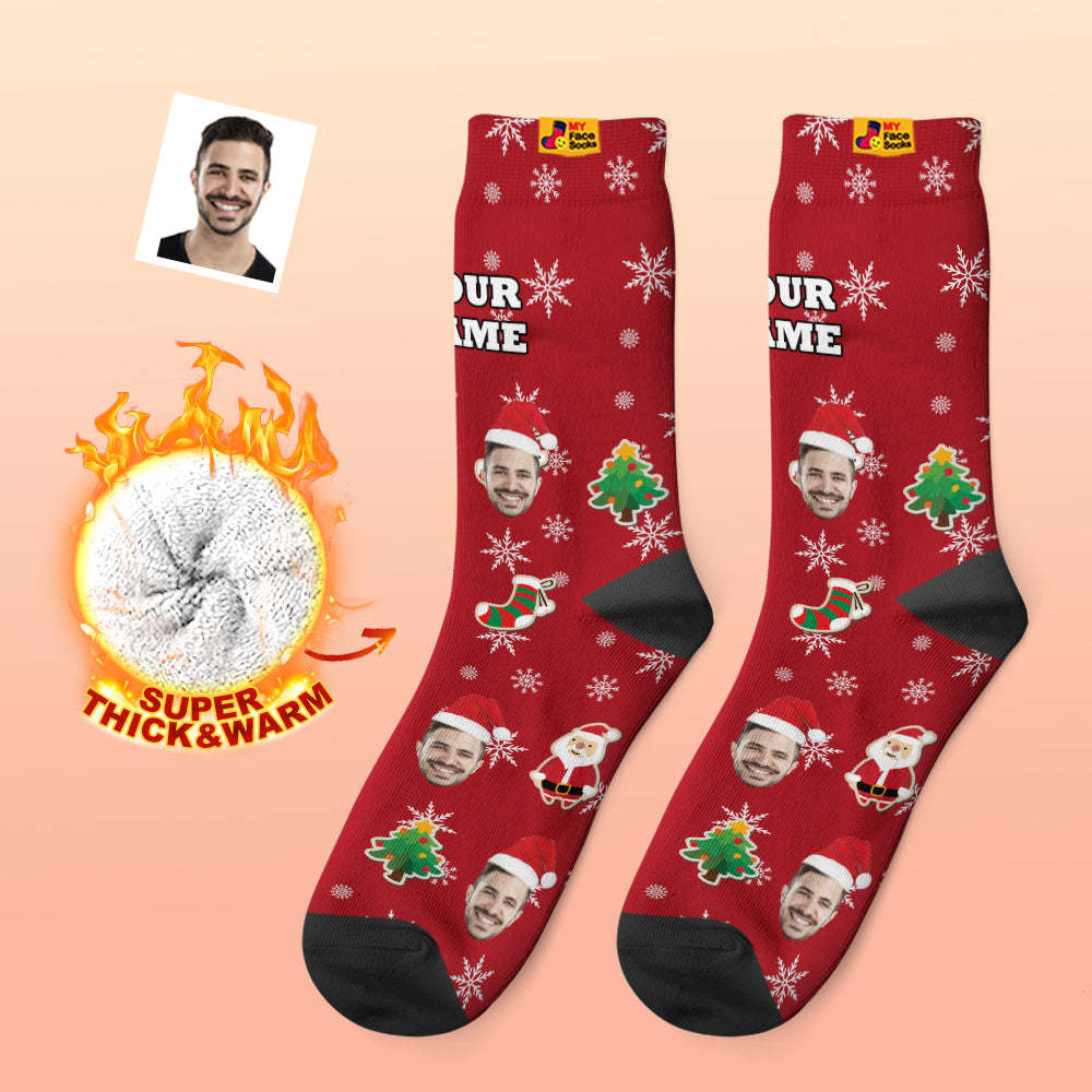 Calcetines Gruesos Personalizados Foto 3d Calcetines Impresos Digitales Otoño Invierno Calcetines Cálidos Calcetín De Papá Noel Navidad - MyFaceSocksES