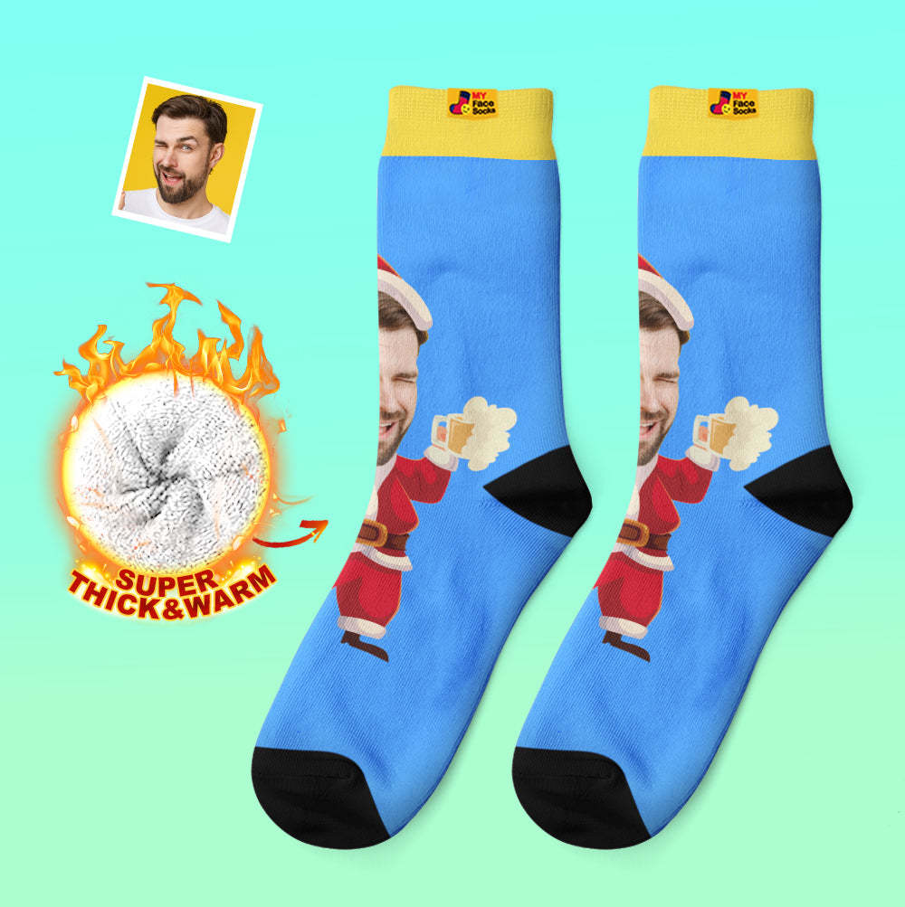 Calcetines Gruesos Personalizados Foto 3d Calcetines Impresos Digitales Otoño Invierno Calcetines Cálidos Cara Feliz Calcetines Regalo De Navidad - MyFaceSocksES