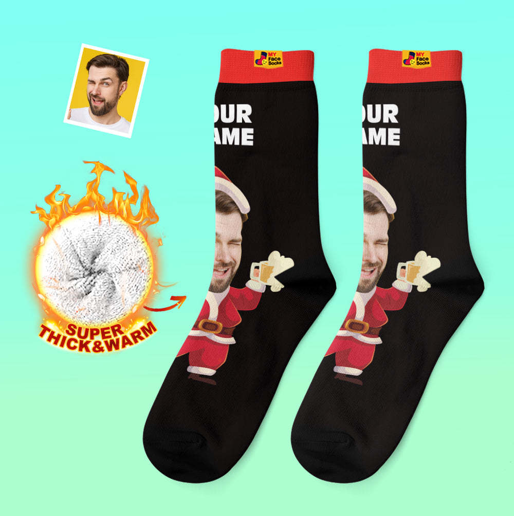 Calcetines Gruesos Personalizados Foto 3d Calcetines Impresos Digitales Otoño Invierno Calcetines Cálidos Cara Feliz Calcetines Regalo De Navidad - MyFaceSocksES