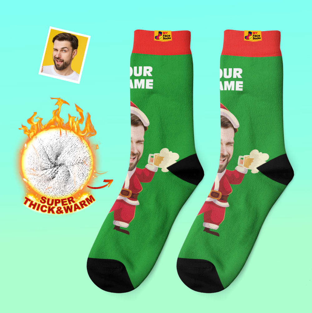 Calcetines Gruesos Personalizados Foto 3d Calcetines Impresos Digitales Otoño Invierno Calcetines Cálidos Cara Feliz Calcetines Regalo De Navidad - MyFaceSocksES