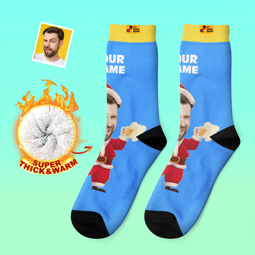 Calcetines Gruesos Personalizados Foto 3d Calcetines Impresos Digitales Otoño Invierno Calcetines Cálidos Cara Feliz Calcetines Regalo De Navidad - MyFaceSocksES