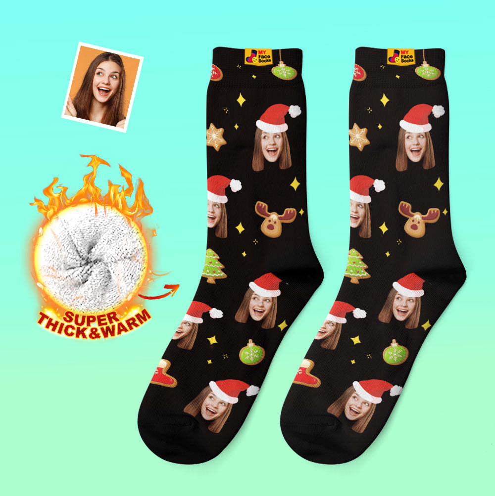 Calcetines Gruesos Personalizados, Calcetines Con Estampado Digital 3d De Foto, Calcetines Cálidos Para Otoño E Invierno, Decoración De Árbol De Navidad, Calcetines Para La Cara, Divertido Regalo De Navidad - MyFaceSocksES