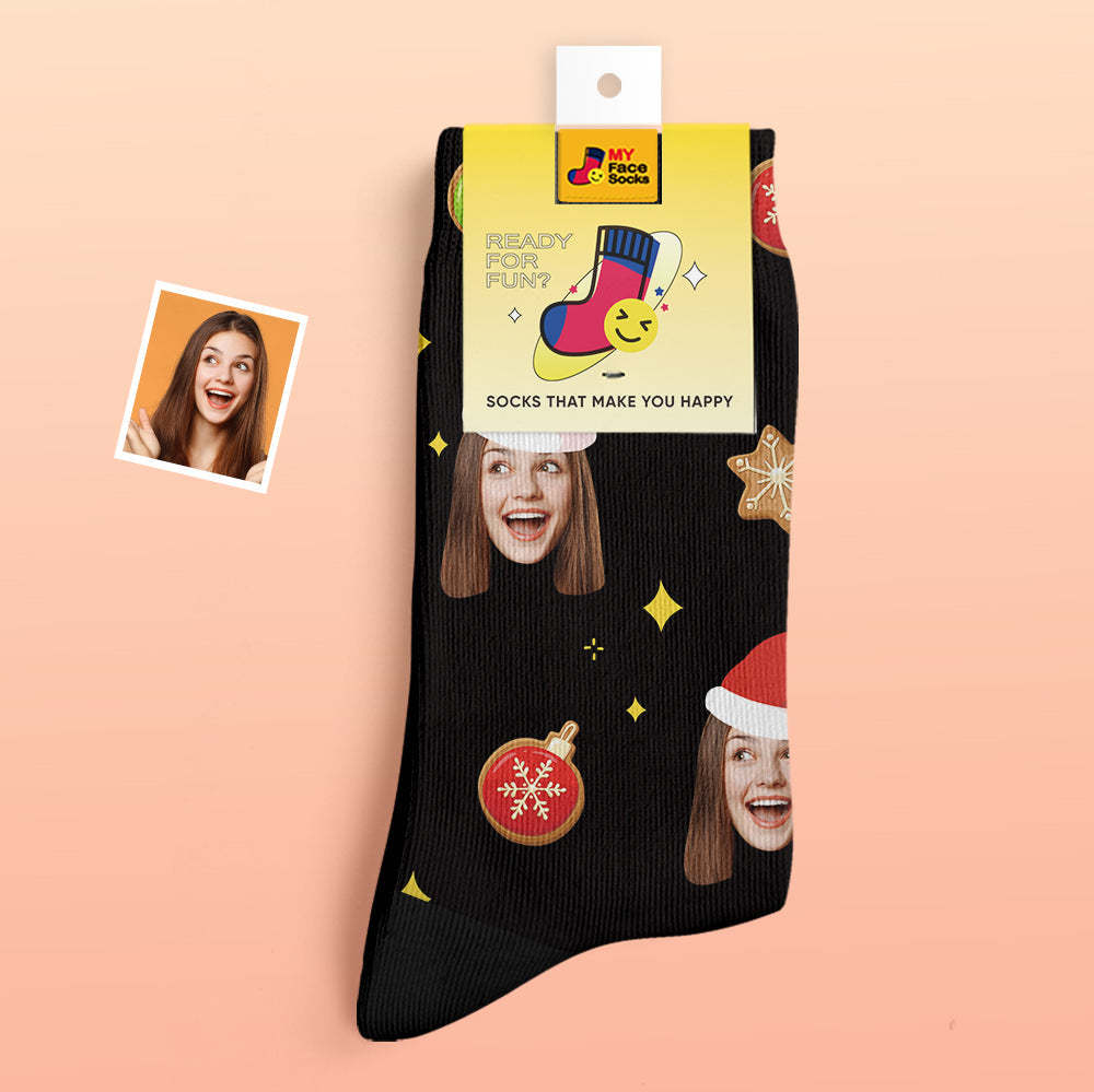 Calcetines Gruesos Personalizados, Calcetines Con Estampado Digital 3d De Foto, Calcetines Cálidos Para Otoño E Invierno, Decoración De Árbol De Navidad, Calcetines Para La Cara, Divertido Regalo De Navidad - MyFaceSocksES