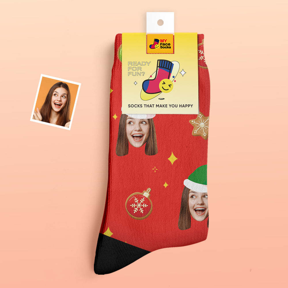 Calcetines Gruesos Personalizados, Calcetines Con Estampado Digital 3d De Foto, Calcetines Cálidos Para Otoño E Invierno, Decoración De Árbol De Navidad, Calcetines Para La Cara, Divertido Regalo De Navidad - MyFaceSocksES