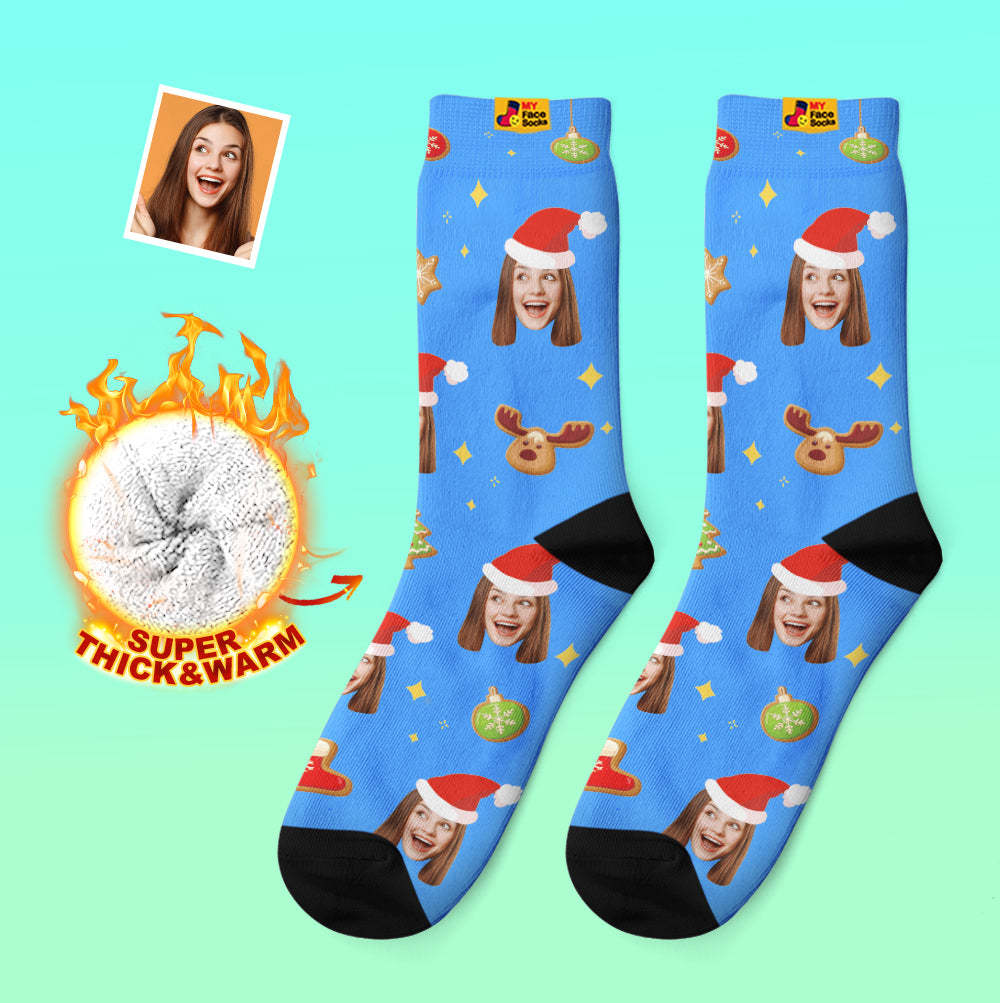 Calcetines Gruesos Personalizados, Calcetines Con Estampado Digital 3d De Foto, Calcetines Cálidos Para Otoño E Invierno, Decoración De Árbol De Navidad, Calcetines Para La Cara, Divertido Regalo De Navidad - MyFaceSocksES