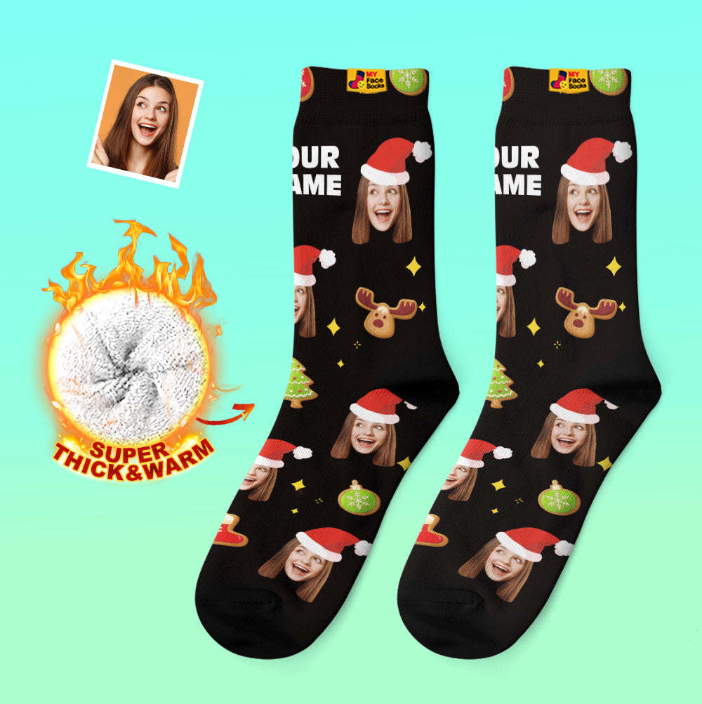 Calcetines Gruesos Personalizados, Calcetines Con Estampado Digital 3d De Foto, Calcetines Cálidos Para Otoño E Invierno, Decoración De Árbol De Navidad, Calcetines Para La Cara, Divertido Regalo De Navidad - MyFaceSocksES