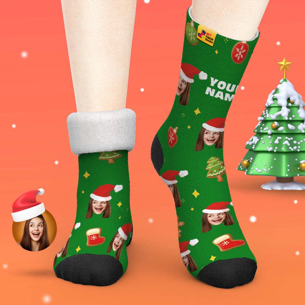 Calcetines Gruesos Personalizados, Calcetines Con Estampado Digital 3d De Foto, Calcetines Cálidos Para Otoño E Invierno, Decoración De Árbol De Navidad, Calcetines Para La Cara, Divertido Regalo De Navidad - MyFaceSocksES