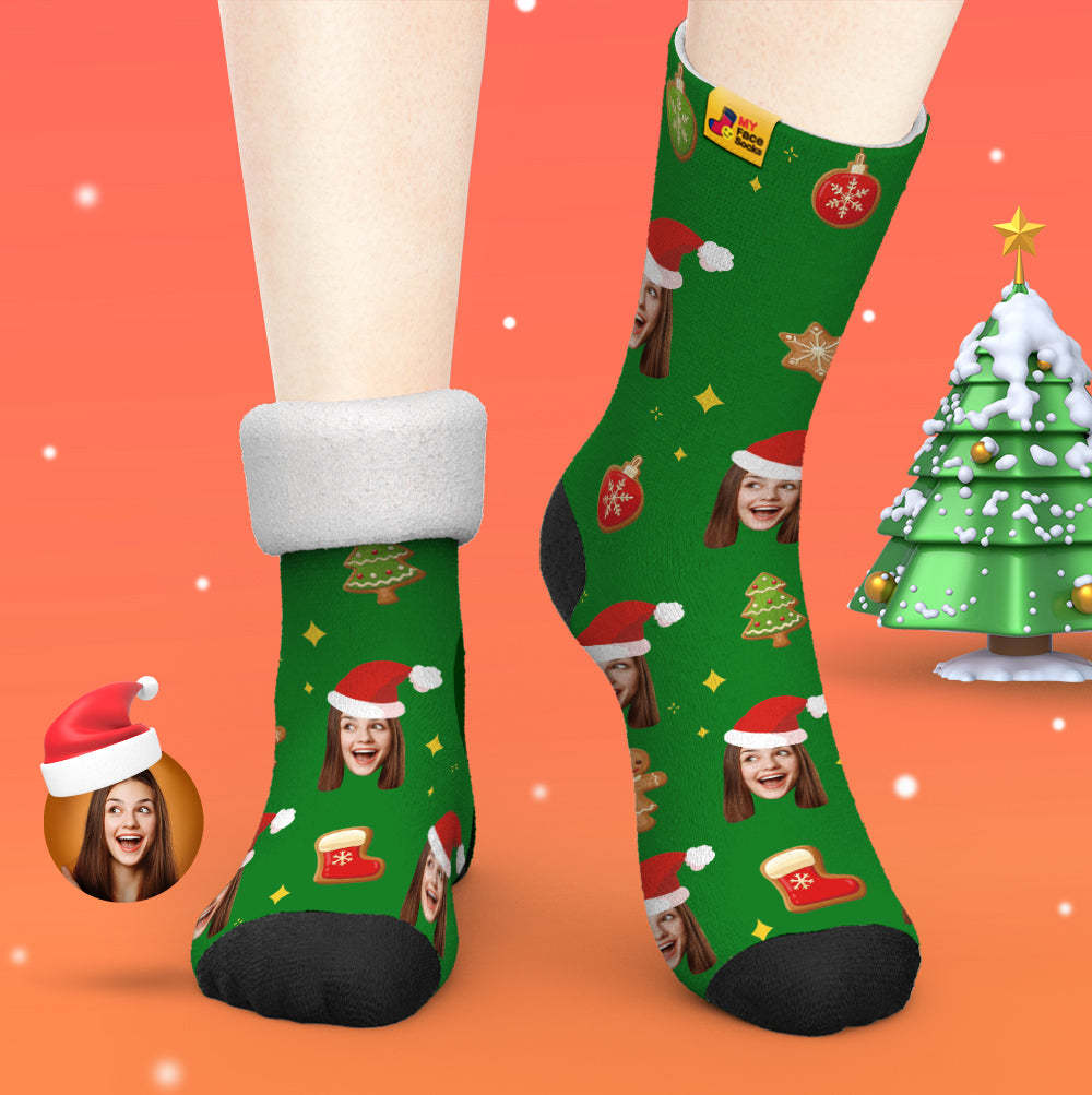 Calcetines Gruesos Personalizados, Calcetines Con Estampado Digital 3d De Foto, Calcetines Cálidos Para Otoño E Invierno, Decoración De Árbol De Navidad, Calcetines Para La Cara, Divertido Regalo De Navidad - MyFaceSocksES