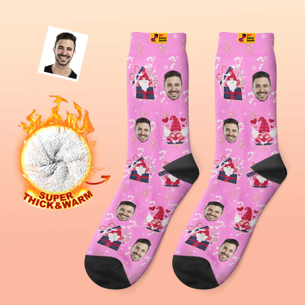 Calcetines Gruesos Personalizados De Navidad Rosa, Calcetines Con Estampado Digital 3d De Fotos, Calcetines Cálidos Para Otoño E Invierno - MyFaceSocksES