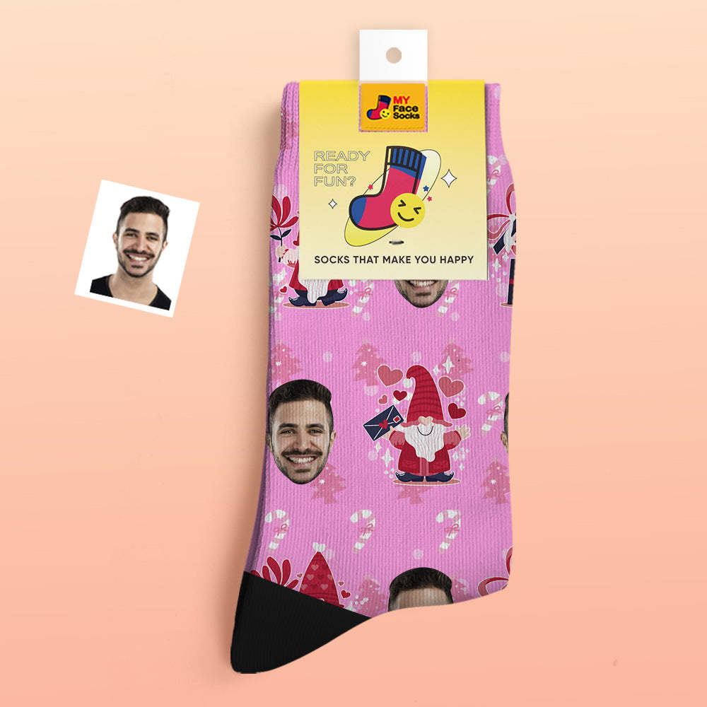 Calcetines Gruesos Personalizados De Navidad Rosa, Calcetines Con Estampado Digital 3d De Fotos, Calcetines Cálidos Para Otoño E Invierno - MyFaceSocksES