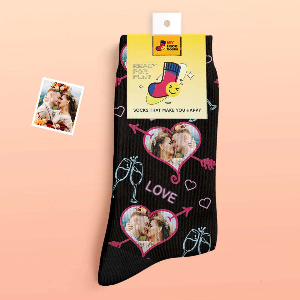 Calcetines Gruesos Personalizados Con Foto, Regalo De San Valentín, Calcetines Cálidos, Calcetines Con Cara De Corazón Y Amor - MyFaceSocksES