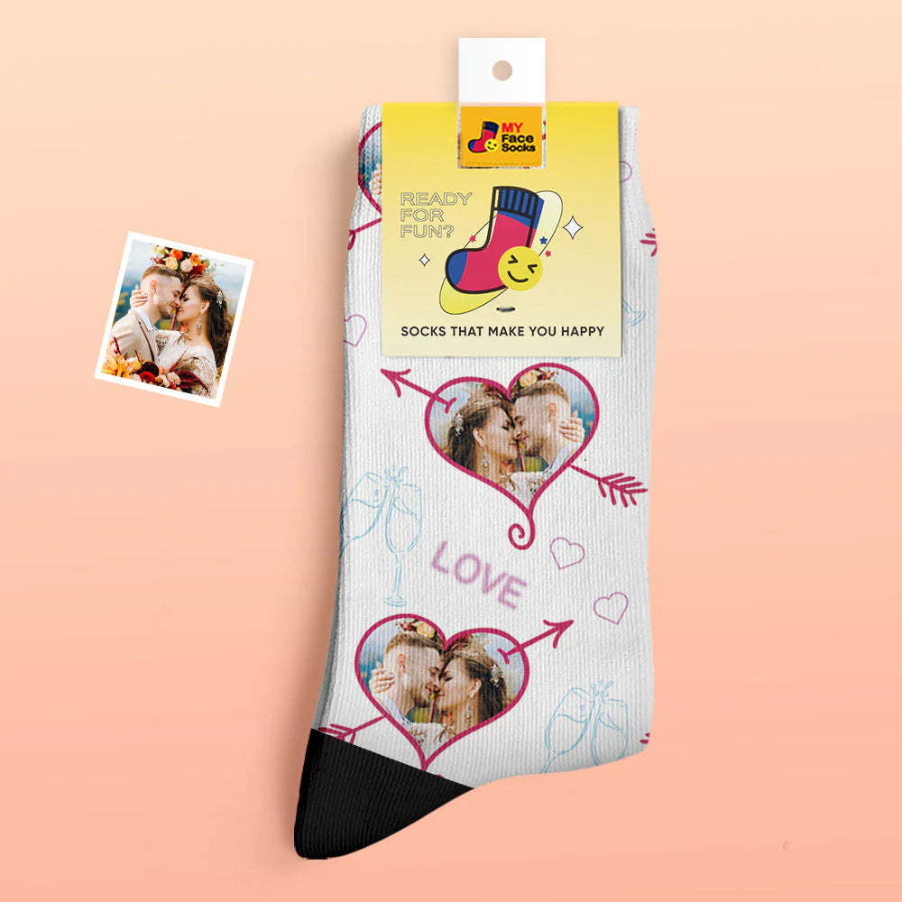 Calcetines Gruesos Personalizados Con Foto, Regalo De San Valentín, Calcetines Cálidos, Calcetines Con Cara De Corazón Y Amor - MyFaceSocksES