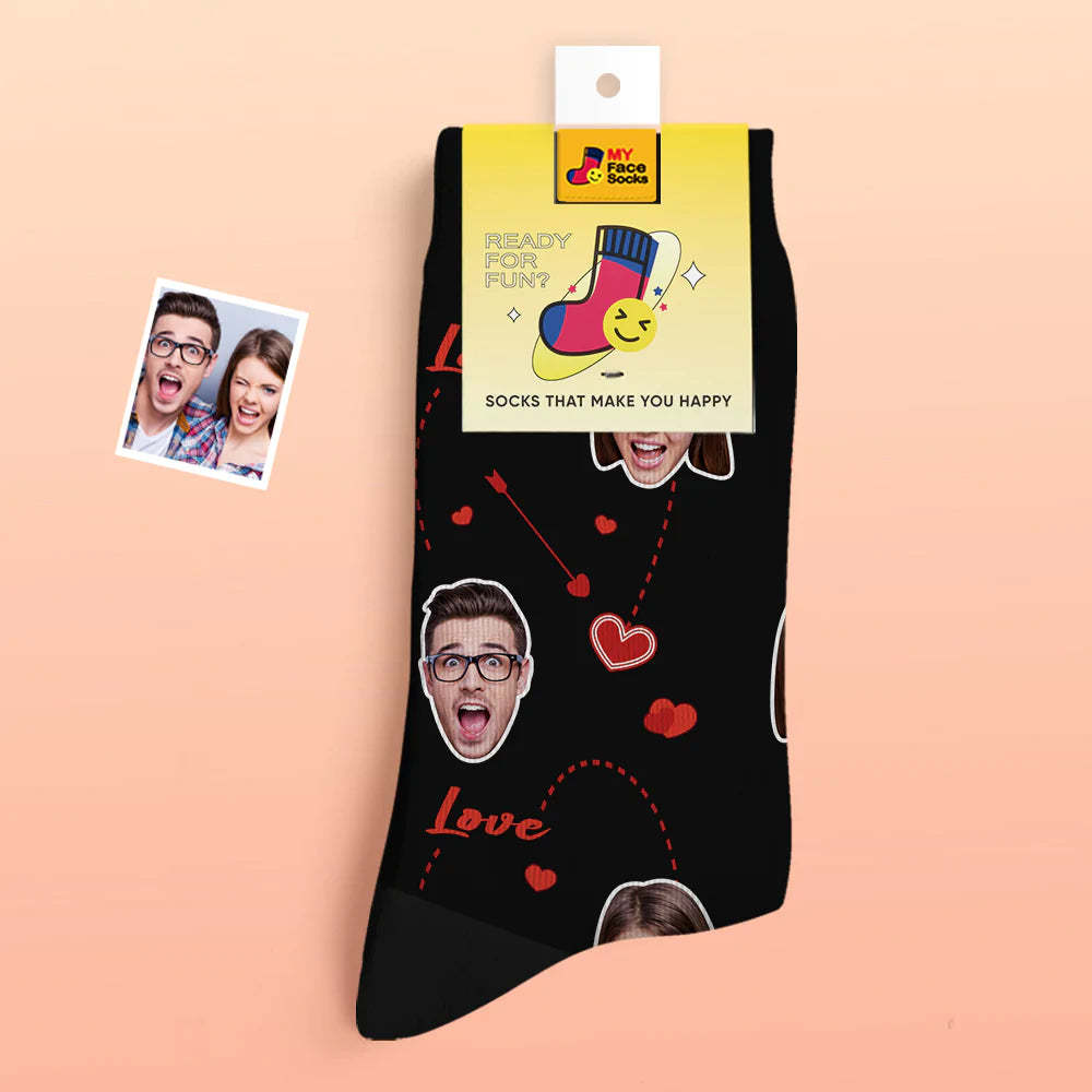 Calcetines Gruesos Personalizados Con Foto, Regalos Para El Día De San Valentín, Calcetines Cálidos, Calcetines Con Cara De Corazón Y Amor - MyFaceSocksES