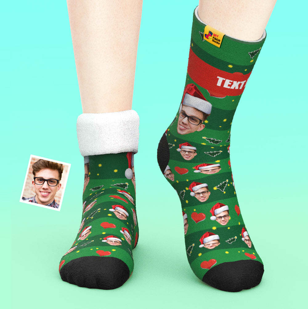 Calcetines Gruesos Personalizados Foto 3d Calcetines Impresos Digitales Otoño Invierno Calcetines Cálidos Sombrero De Navidad - MyFaceSocksES