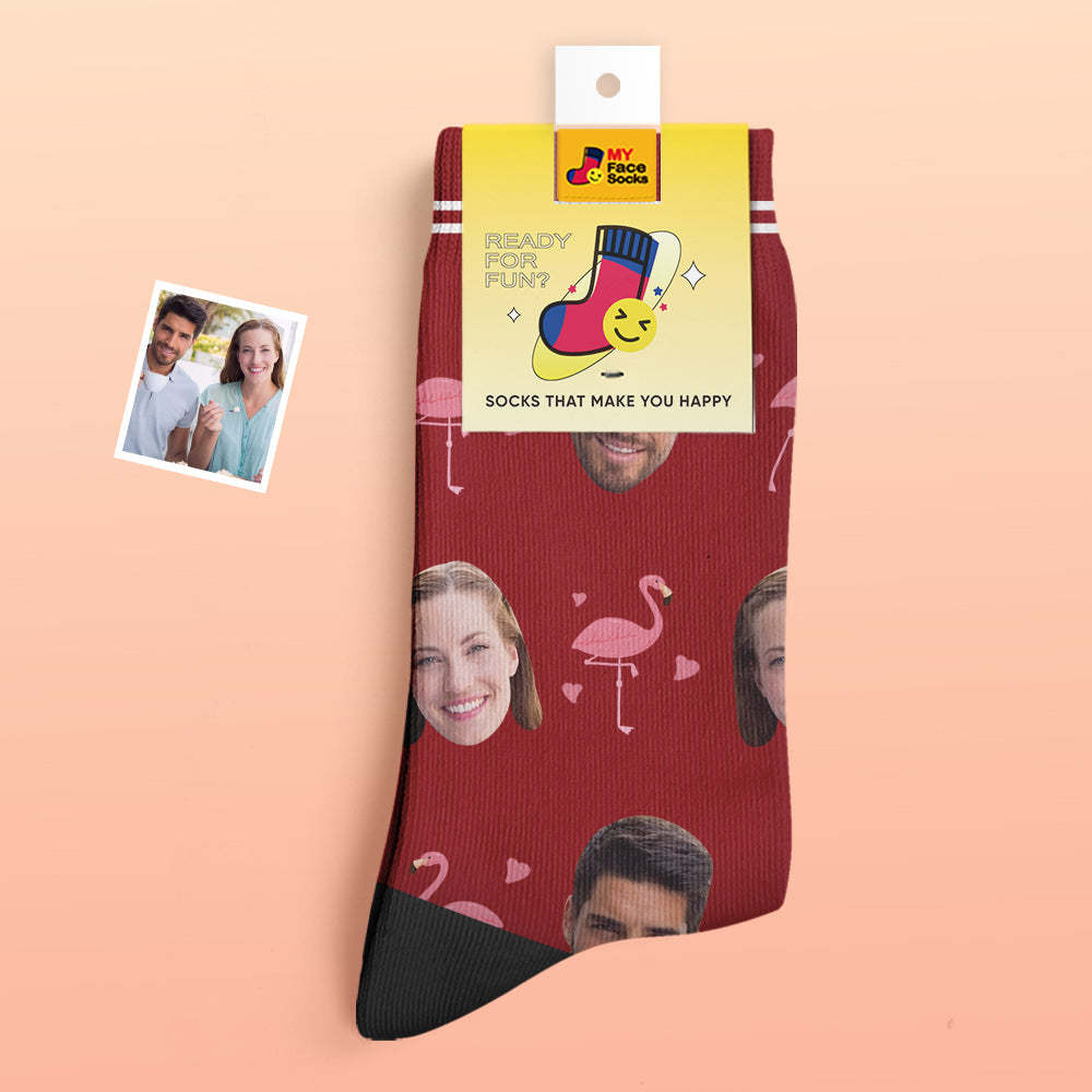 Calcetines Gruesos Personalizados Foto 3d Calcetines Impresos Digitales Otoño Invierno Calcetines Cálidos Flamant - MyFaceSocksES