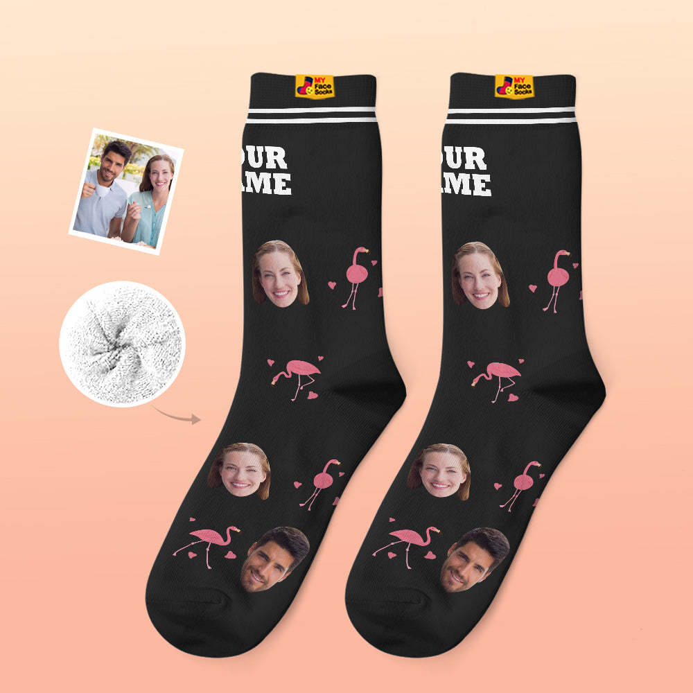 Calcetines Gruesos Personalizados Foto 3d Calcetines Impresos Digitales Otoño Invierno Calcetines Cálidos Flamant - MyFaceSocksES