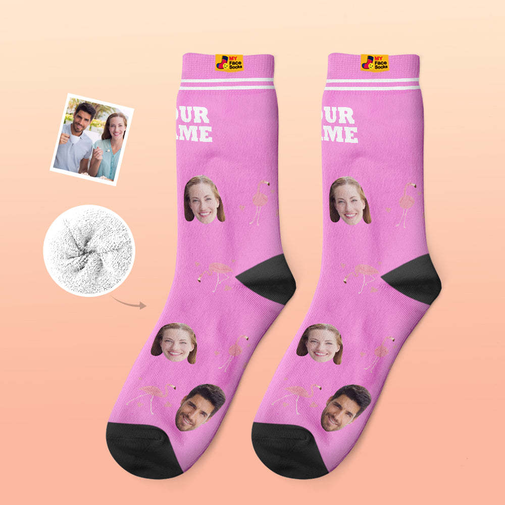 Calcetines Gruesos Personalizados Foto 3d Calcetines Impresos Digitales Otoño Invierno Calcetines Cálidos Flamant - MyFaceSocksES