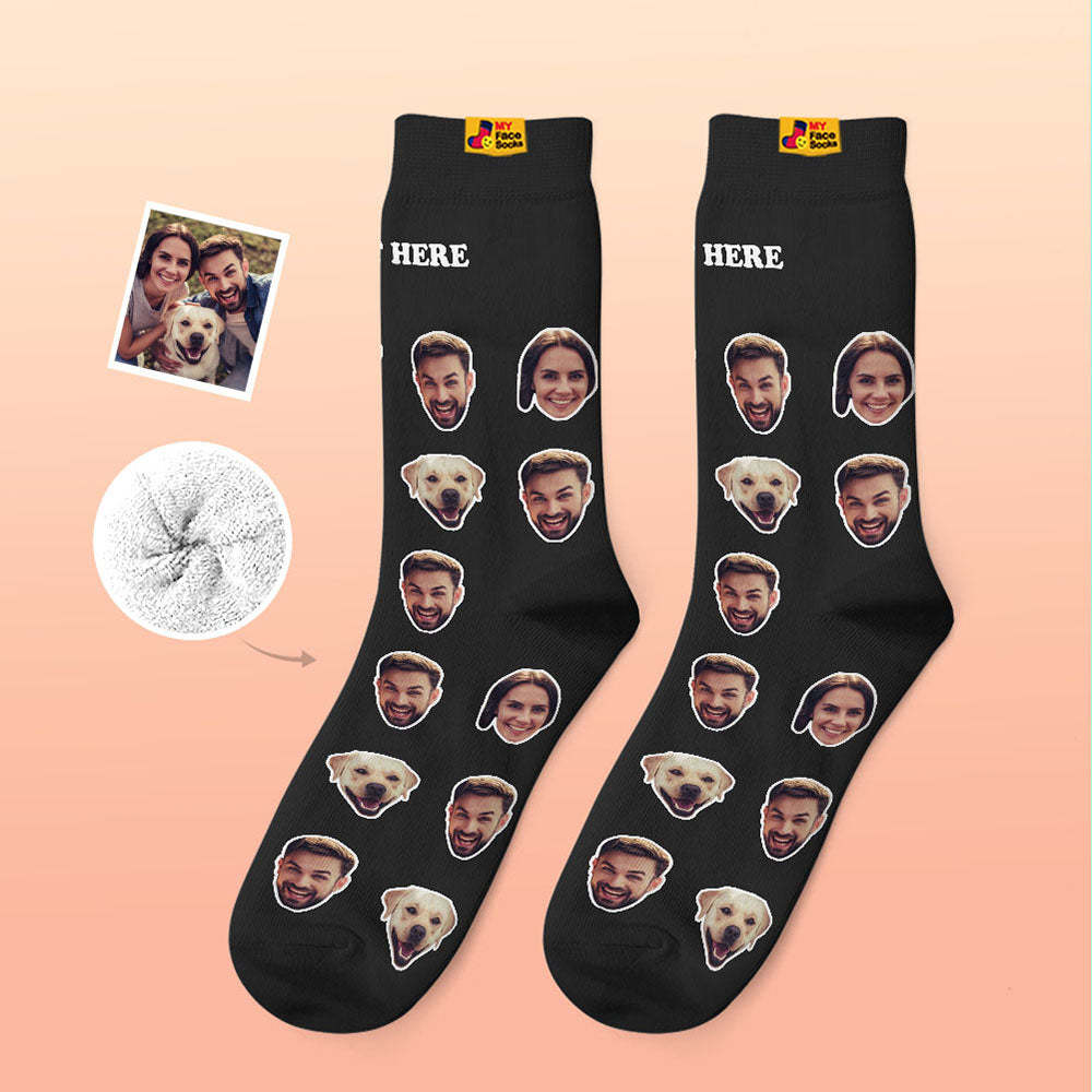 Calcetines Gruesos Personalizados Foto 3d Calcetines Impresos Digitales Otoño Invierno Calcetines Cálidos Dos Caras - MyFaceSocksES