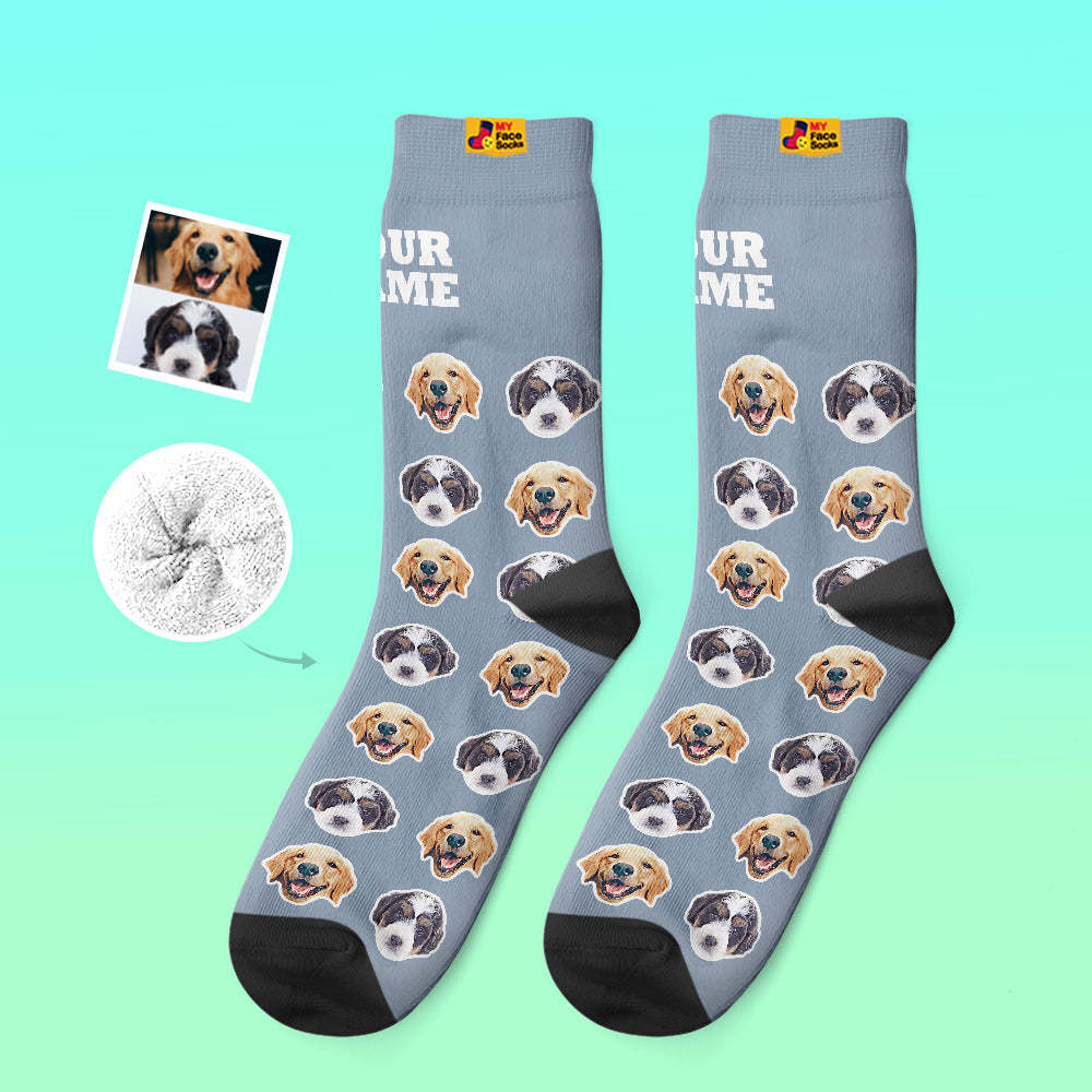 Calcetines Gruesos Personalizados Foto 3d Calcetines Impresos Digitales Otoño Invierno Calcetines Cálidos Estilo Cómico - MyFaceSocksES