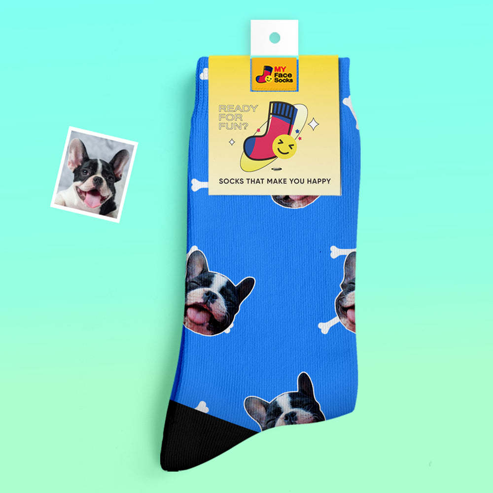 Calcetines Gruesos Personalizados Foto 3d Calcetines Impresos Digitales Otoño Invierno Calcetines Cálidos Hueso Y Huella - MyFaceSocksES