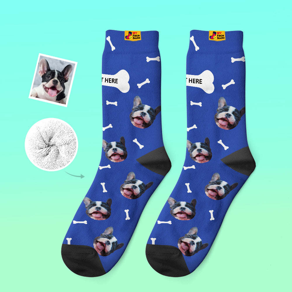 Calcetines Gruesos Personalizados Foto 3d Calcetines Impresos Digitales Otoño Invierno Calcetines Cálidos Hueso Y Huella - MyFaceSocksES