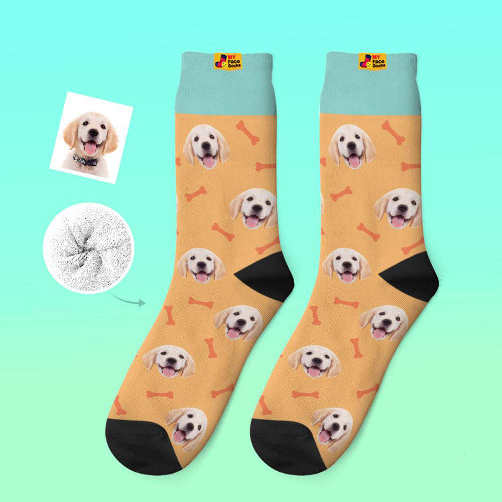 Calcetines Gruesos Personalizados Foto 3d Digital Impreso Calcetines Otoño Invierno Cálido Mascota Cara Calcetines Hueso - MyFaceSocksES