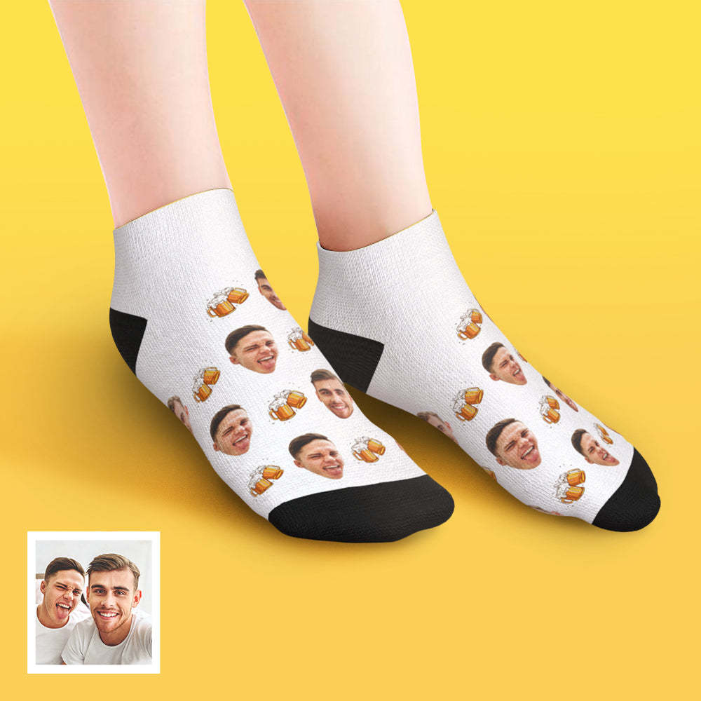 Calcetines Tobilleros De Corte Bajo Personalizados Calcetines De Fiesta De Cerveza - MyFaceSocksES